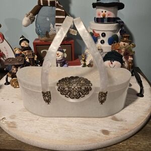 Chic Cream Decorative Bag with Gold Detailing